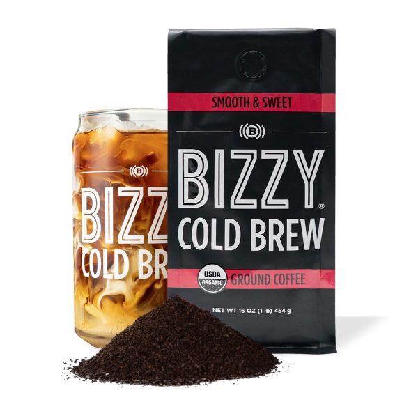 Bizzy Organic Cold Brew Coffee _ Smooth & Sweet Blend _ Coarse Ground Coffee _ 100% Arabica _ 1 lb