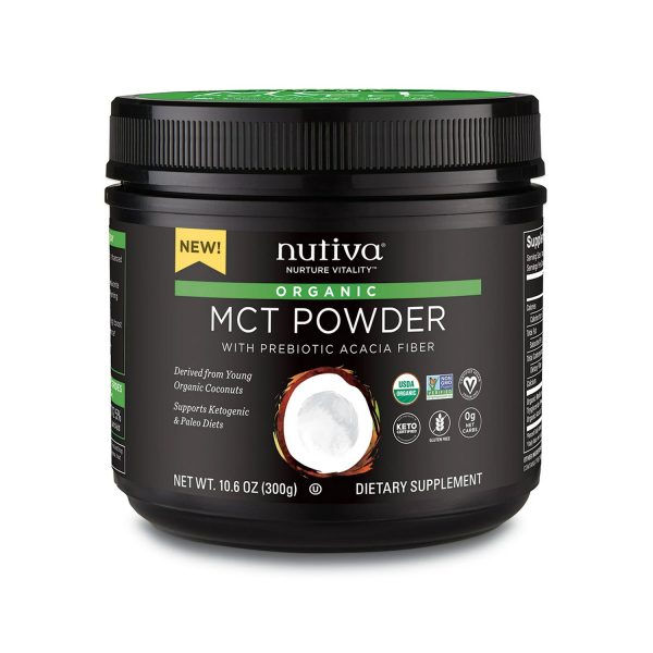 Nutiva Organic Mct Oil Powder With Prebiotic Acacia Fiber, Classic, 10.6 Ounce _ Usda Organic, Non-Gmo, Non-Bpa _ Vegan, Gluten-Free, Keto & Paleo _ Instant Beverage Or Boost To Coffee & Smoothies