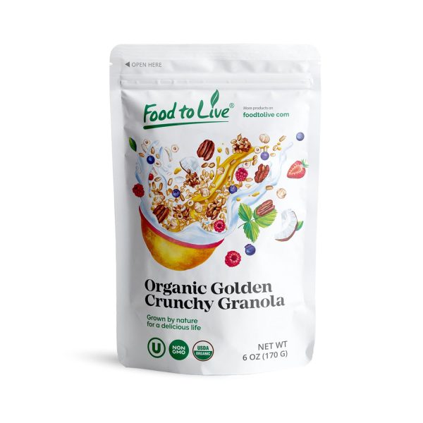 Organic Golden Crunchy Granola, 6 Ounces — Non-GMO, Vegan, Kosher — by Food to Live