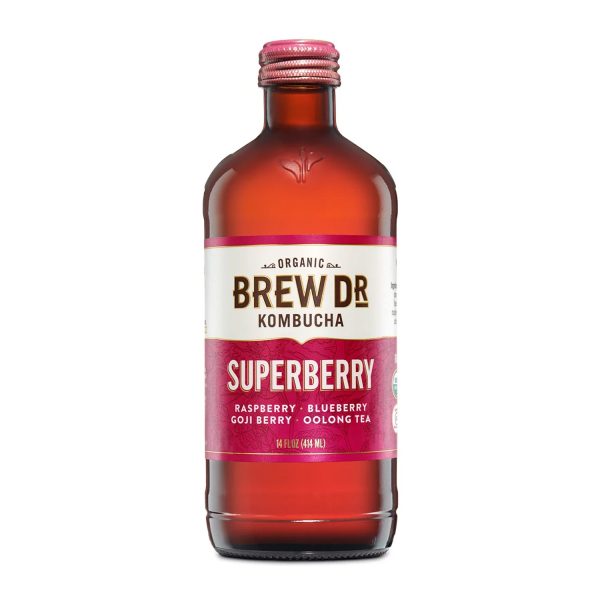 Brew Dr. Kombucha Organic Superberry Tea Drink, 14 Fl Oz Bottle