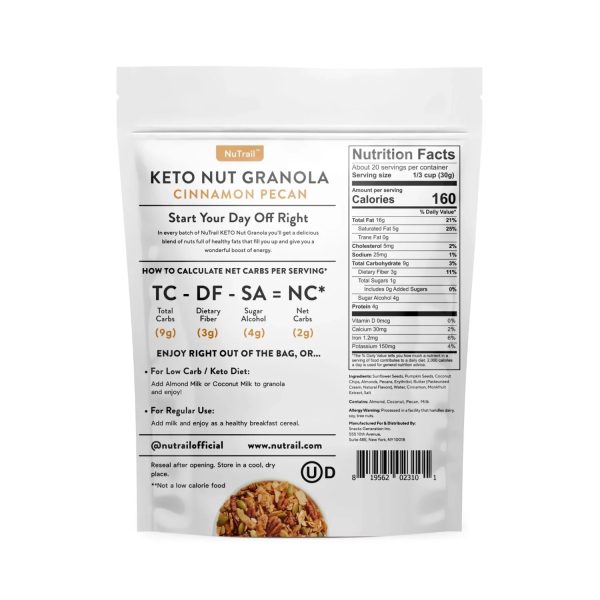 NuTrail Low Carb Keto Nut Granola, Cinnamon Pecan (22 Ounce)：圖片 2