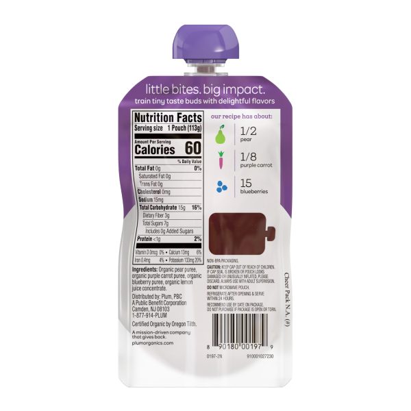 Plum Organics Stage 2 Organic Baby Food Pouch- Pear, Purple Carrot, Blueberry - 4 oz：圖片 2