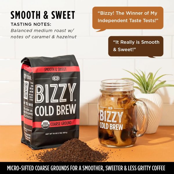 Bizzy Organic Cold Brew Coffee _ Smooth & Sweet Blend _ Coarse Ground Coffee _ 100% Arabica _ 1 lb：圖片 3