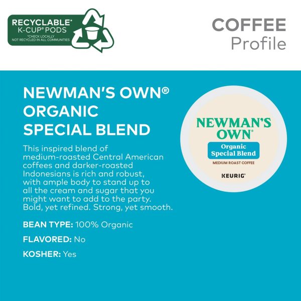 Newman's Own Organics, Special Blend, Medium Roast K-Cup Coffee Pods, 24：圖片 4